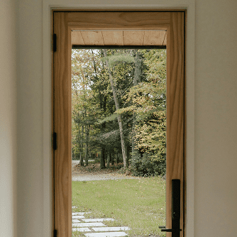 A view of a door framed with Ponderosa Pine lumber