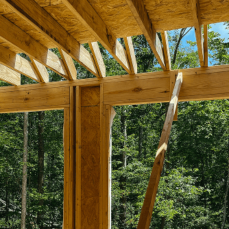 Image of a home being framed with lumber made from Radiata Pine lumber