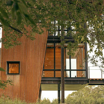 Exterior view of a home with Western Red Cedar siding